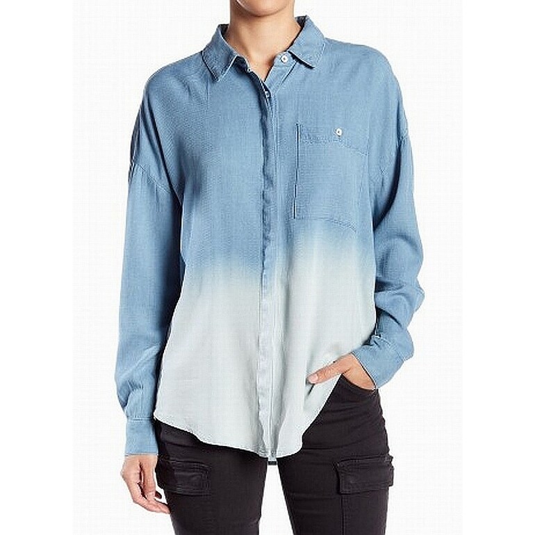 Shop Splendid Blue White Womens Size Large L Ombre Button Down