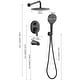 preview thumbnail 2 of 8, 3-Functions Wall Mount Shower System Rainfall Shower Head - Matte Black 10 inch