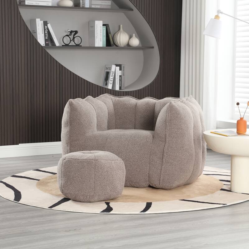 Coffee Modern 42.5" Chenille Upholstered Buttons Tufted Accent Chair with Ottoman for Living Room