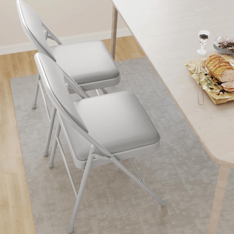 4pcs Folding Chairs With Padded Cushion and Back, Hold Up to 350 Pounds