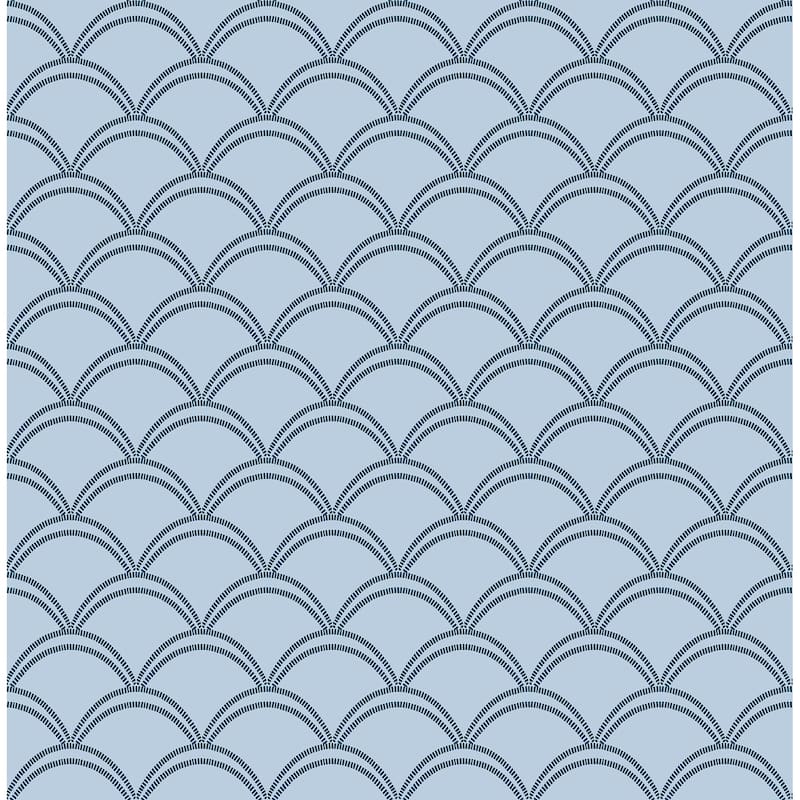 NuWallpaper Deco Wave Blue Peel and Stick Wallpaper