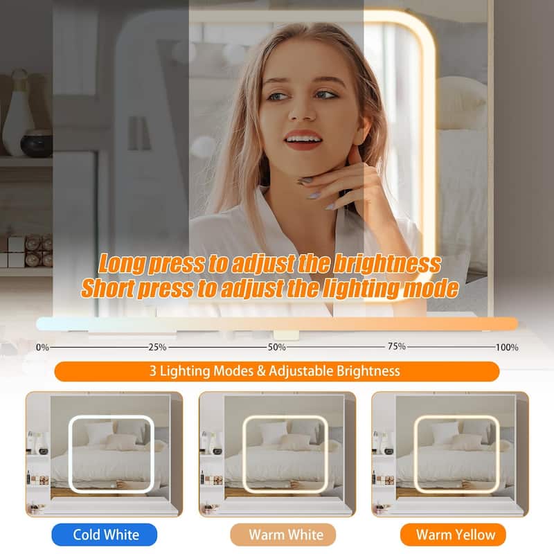 Vanity Desk with Mirror and LED Lights
