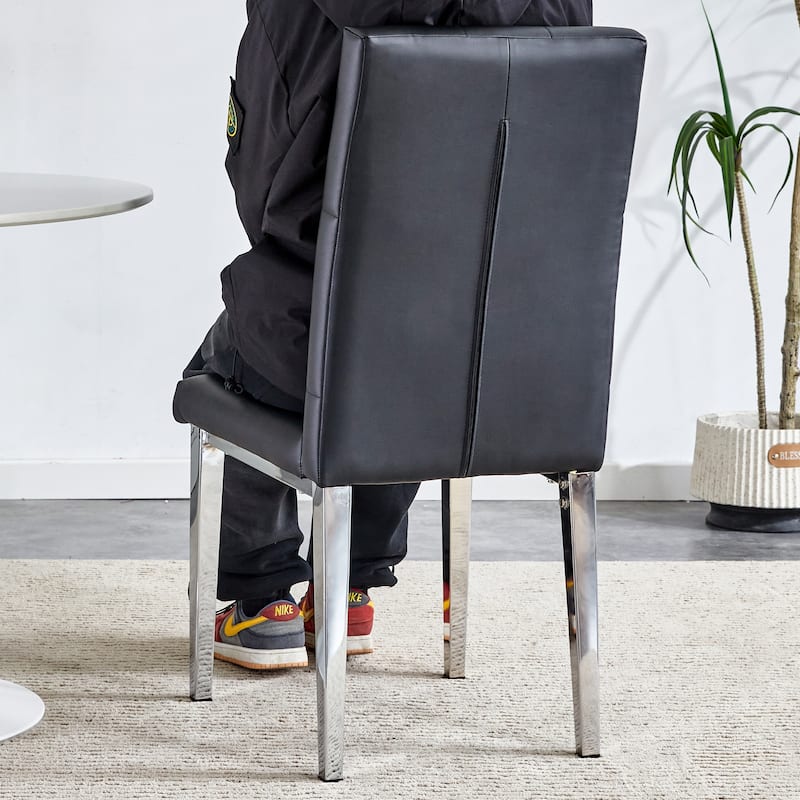 Roomfitters Black/Gray Armless Dining Chairs with Grid Buckle Back Design, Elegant Vintage Look Set of 4 for Dining Room,
