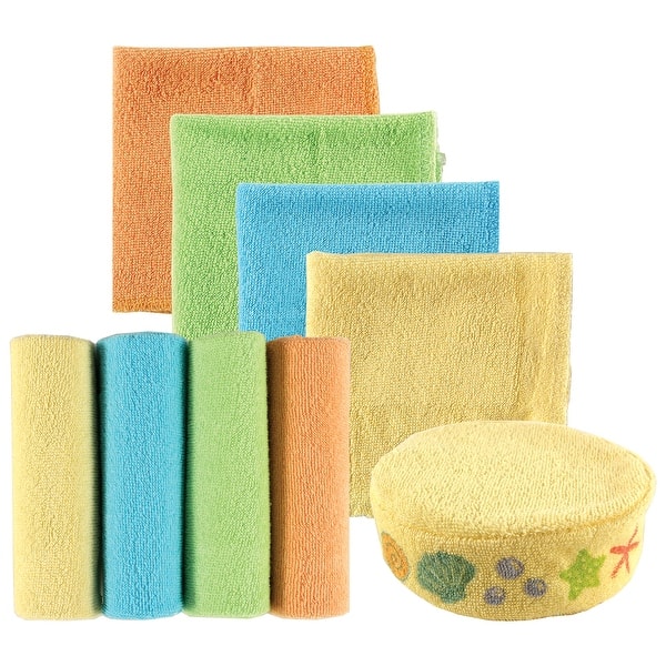 slide 1 of 1, Luvable Friends Baby Unisex Washcloths with Bonus Sponge, Yellow Solid, 9X9 In - Yellow Solid - 9X9 In