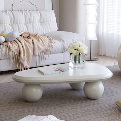 38.58" MDF Coffee Table with Arc Design