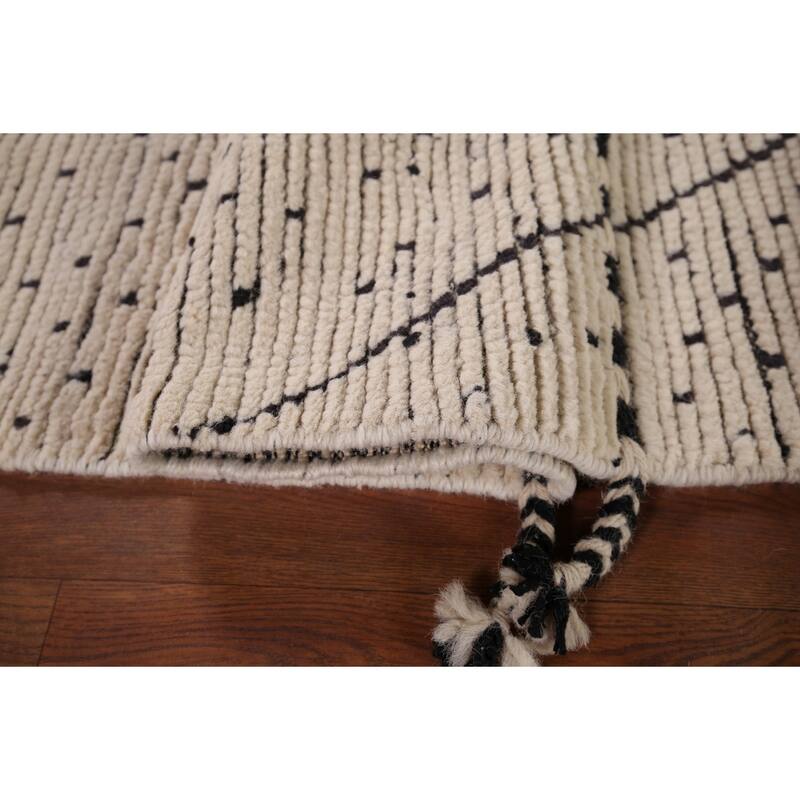 Striped Moroccan Area Rug Handmade Wool Carpet - 5'8" x 9'8"