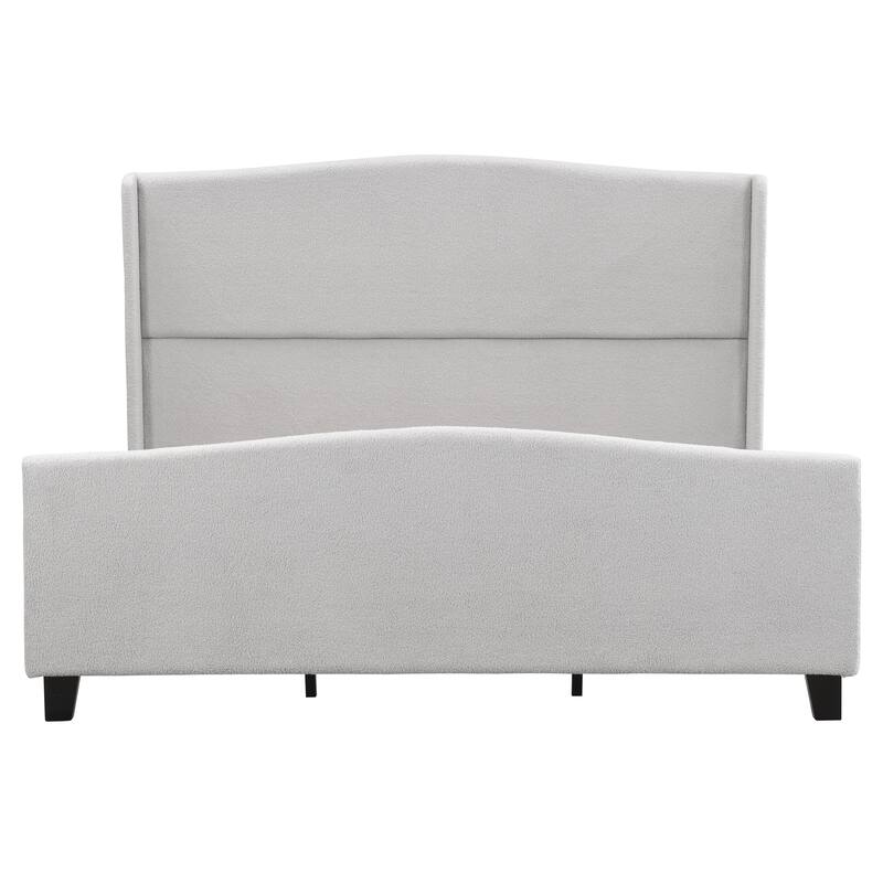 49.21"High Back Upholstered Headboard Teddy Velvet Bed Frame