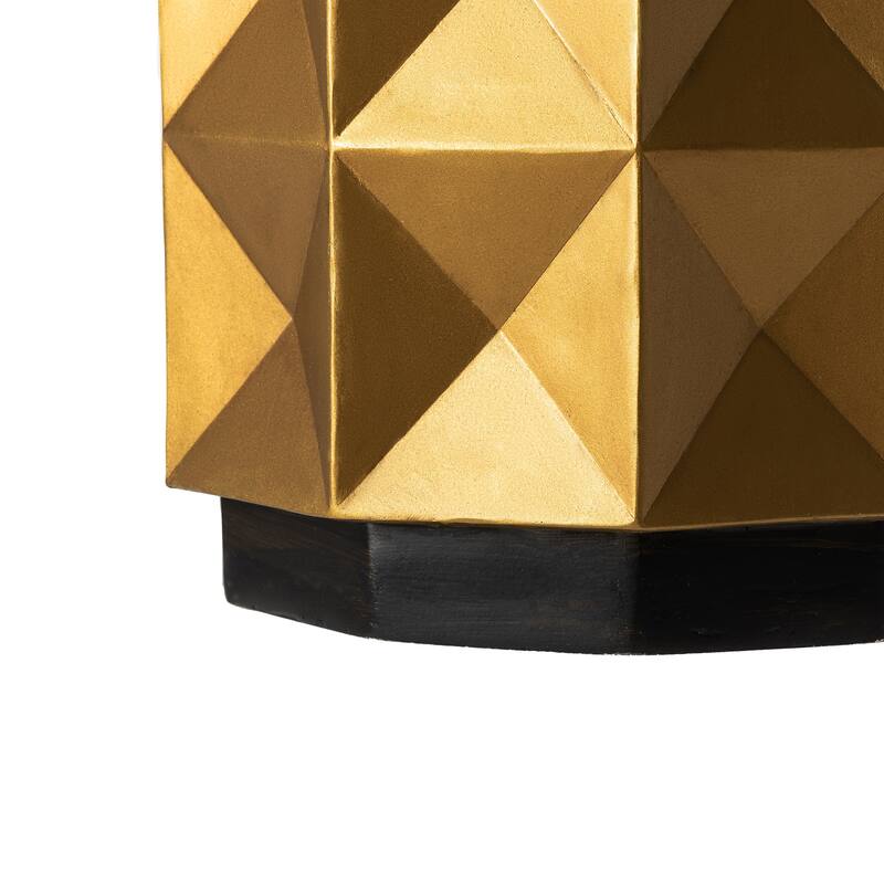 Glitzhome 17"H Antique Gold MGO Geometric Side Table or Accent Stool - 14"L x 14"W x 17"H
