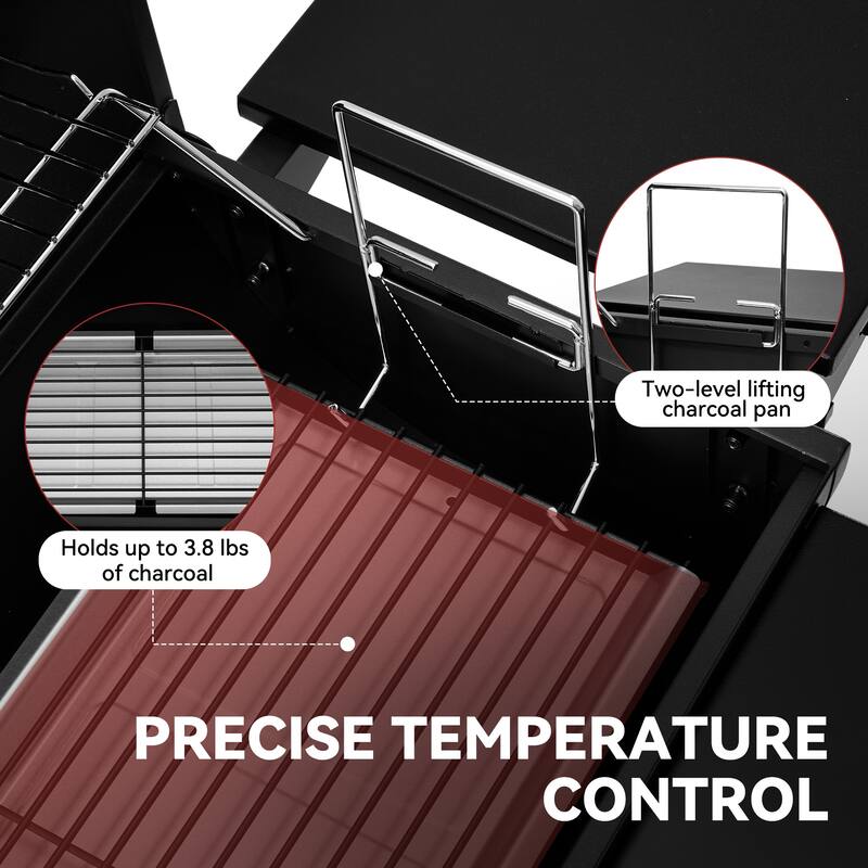 Royal Gourmet CC1624 Barrel Charcoal Grill with Side & Front Shelves