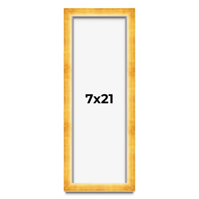 7x21 Shadow Box Frame Gold | 1.625 Inches Deep Real Wood Traditional