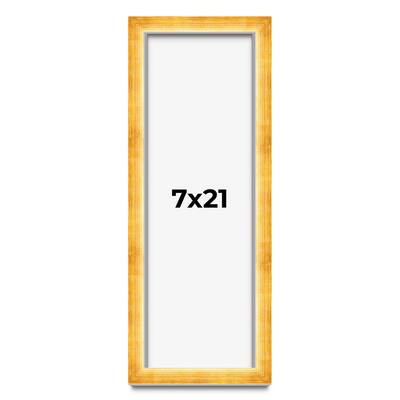 7x21 Shadow Box Frame Gold | 1.625 Inches Deep Real Wood Traditional