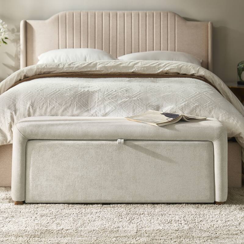 Gustavo Contemporary Storage Bench with Solid Wood Legs by HULALA HOME
