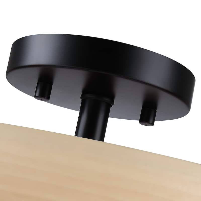 Breaux Wood Veneer Drum Semi Flush Mount Ceiling Light