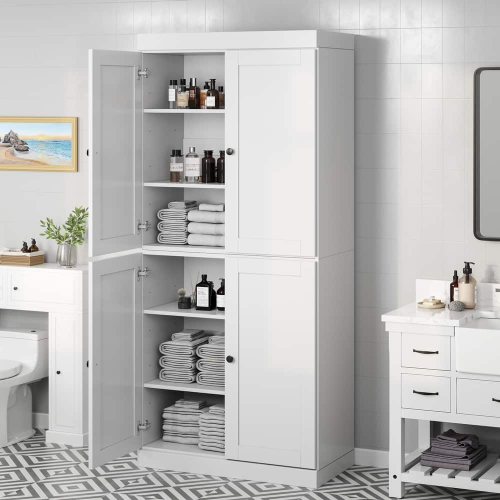 Palace Imports 100% Solid Wood Bathroom Storage Cabinet, Shaker Doors, Adjustable Shelves, 32" Wide, 71.5" Tall
