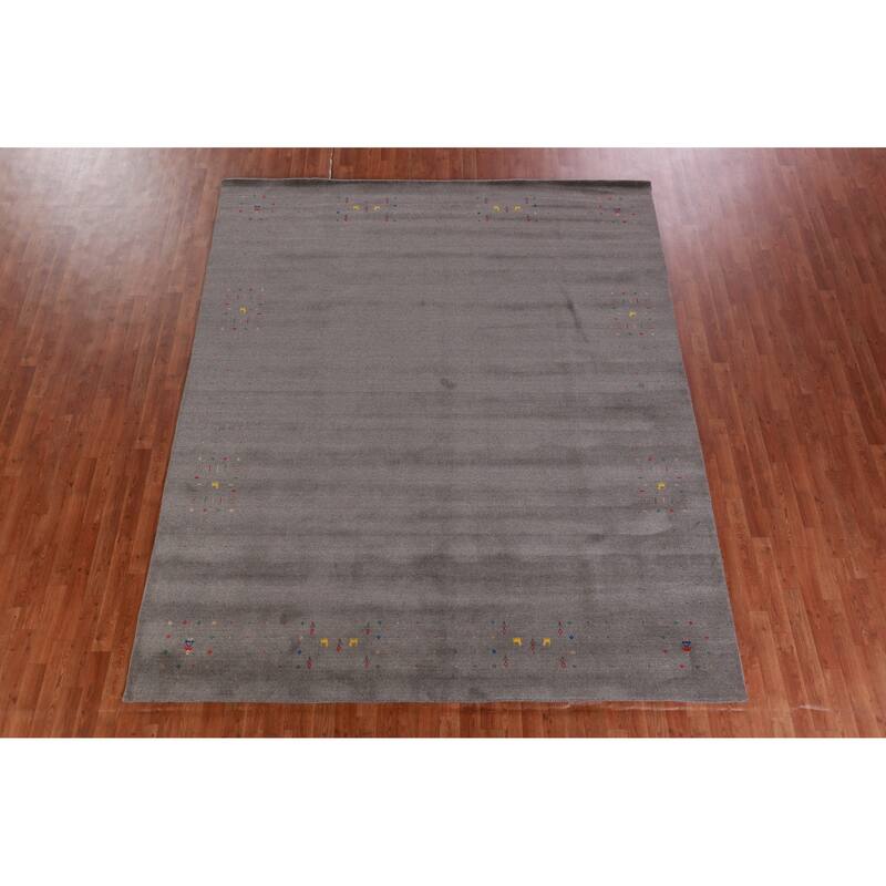Hand Knotted Oriental 100% Wool Carpet Tribal Tribal Greys & Charcoal Gabbeh Area Rug - 10' 2'' X 8' 4''