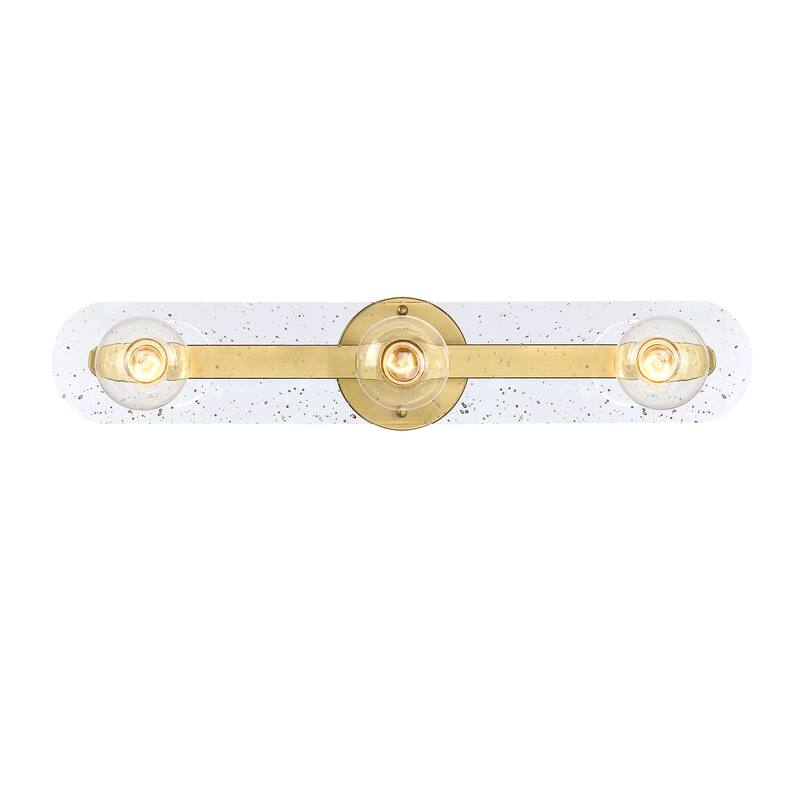 Demi 24 in. 3-Light Brushed Gold Vanity Light with Artisan Cast Glass Shade for Bathrooms