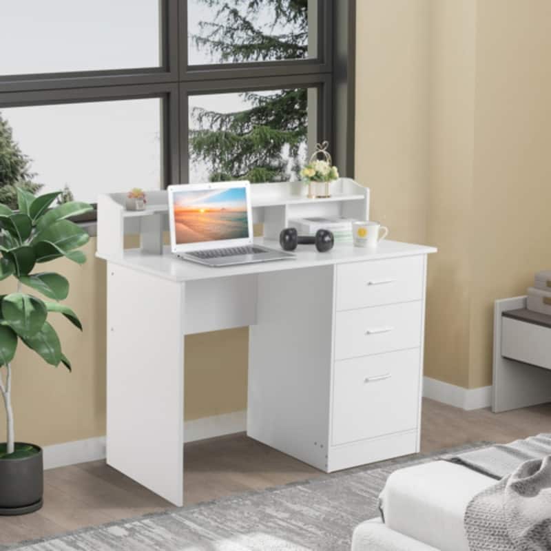 Three-drawers Wood Grain Particleboard Computer Desk