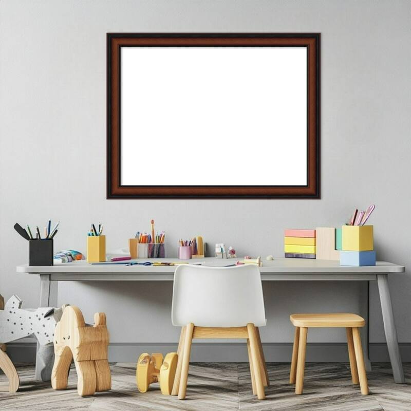 Amanti Art Cyprus Walnut Narrow Framed Dry Erase Magnetic Board