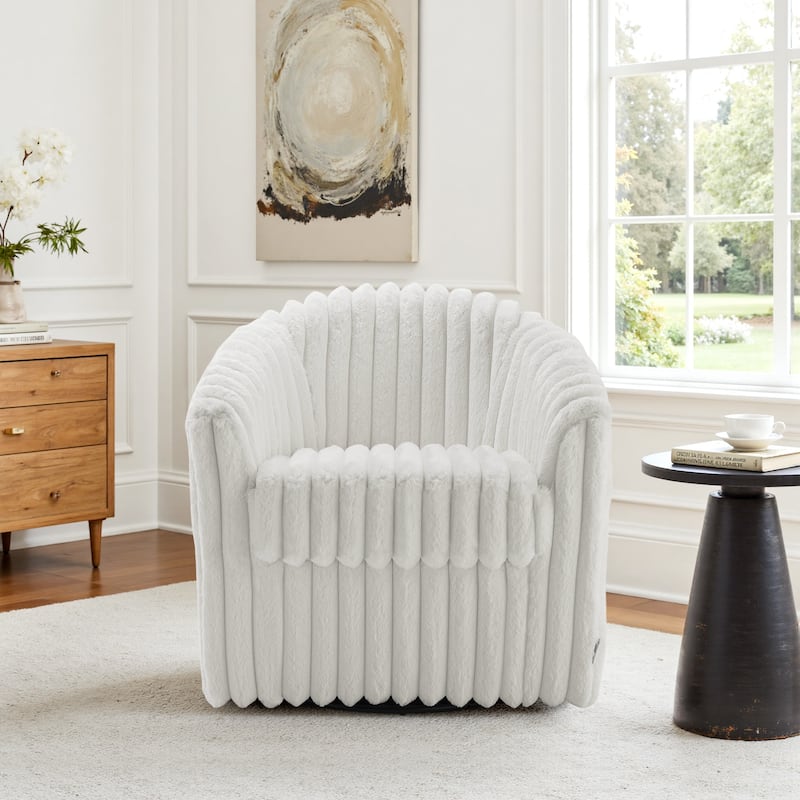 Modern Cotton Flannel Swivel Accent Chair Plush Barral Chair