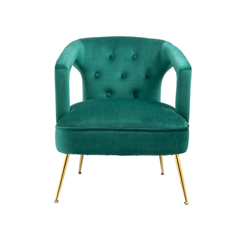 Velvet Upholstered Tufted Livng Room Leisure Chair With Golden feet