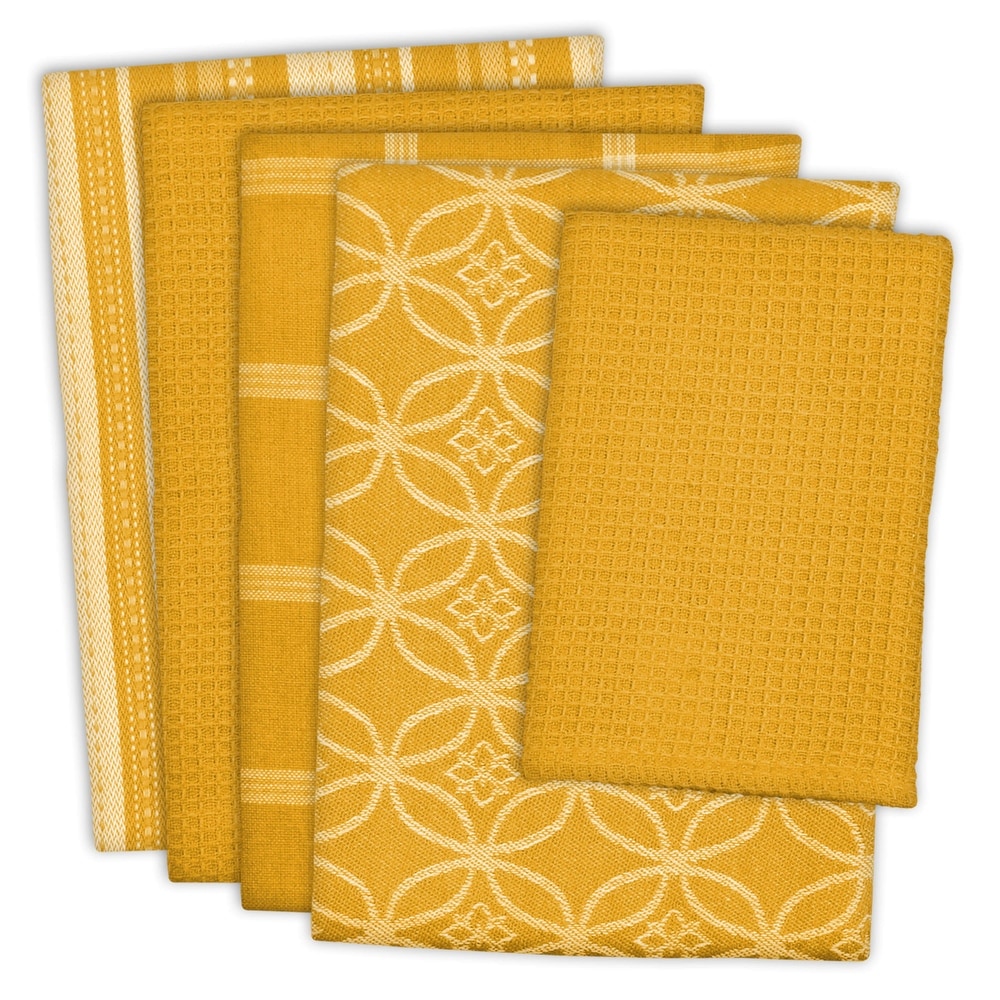 Gray Plaid and Mustard Yellow Tea Towels