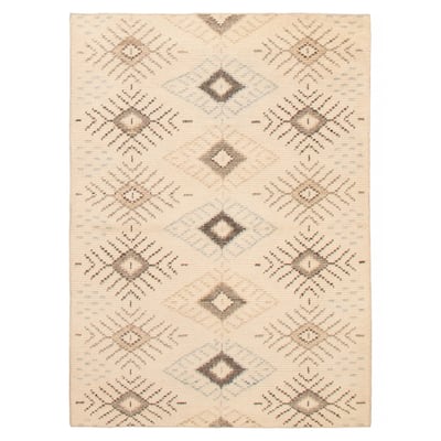 ECARPETGALLERY Hand-knotted Tangier Cream Wool Rug - 5'3 x 7'7