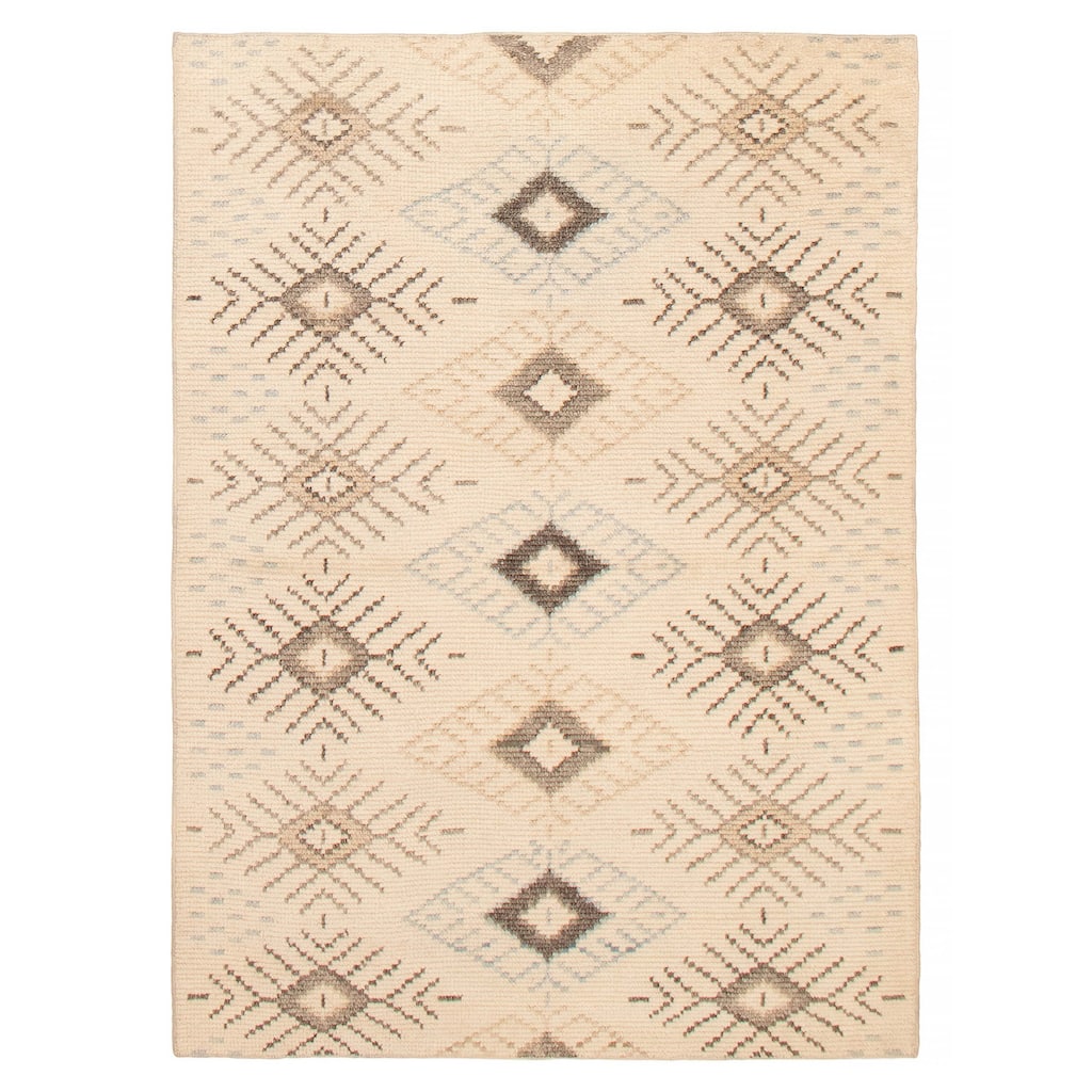 ECARPETGALLERY Hand-knotted Tangier Cream Wool Rug - 5'3 x 7'7