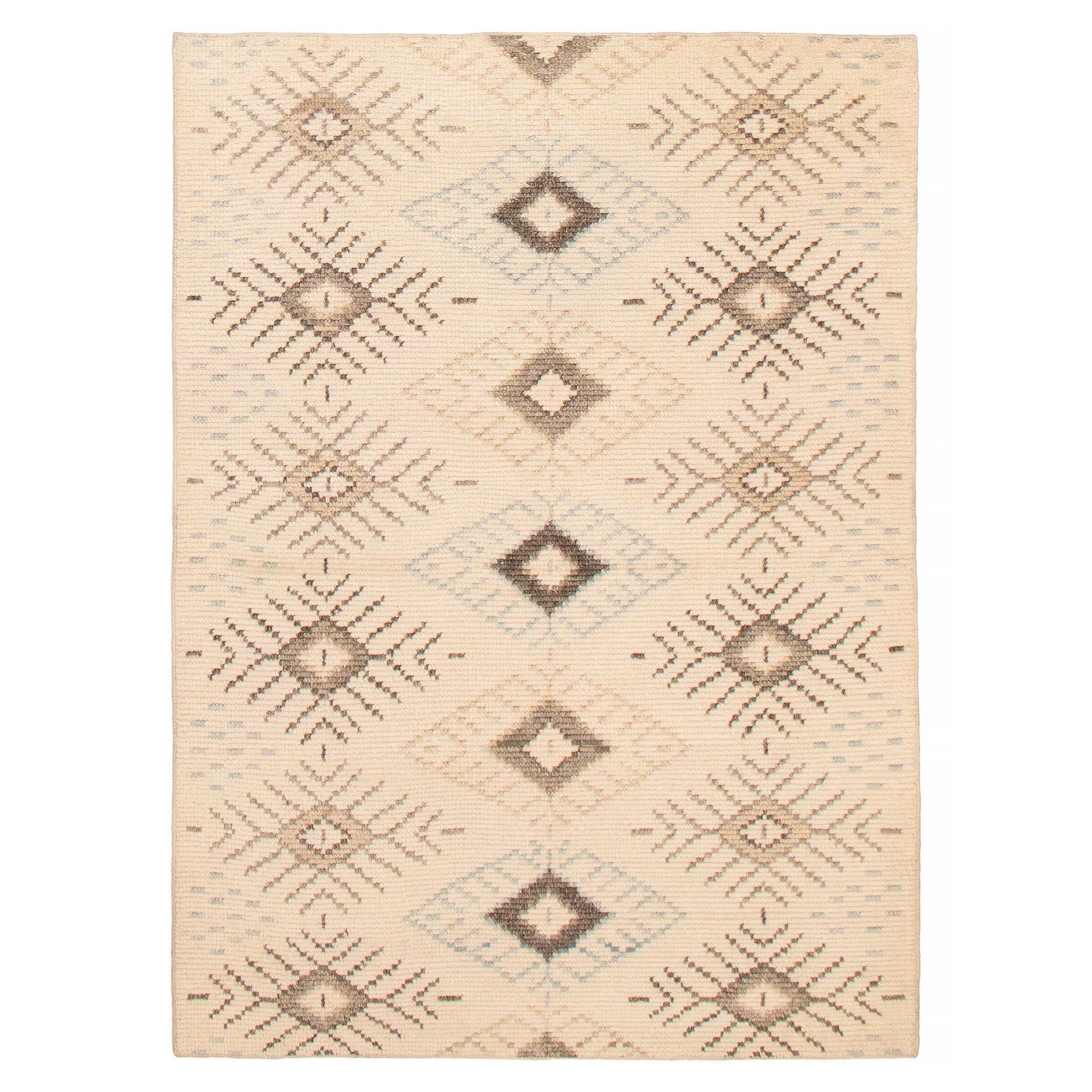 ECARPETGALLERY Hand-knotted Tangier Cream Wool Rug - 5'3 x 7'7