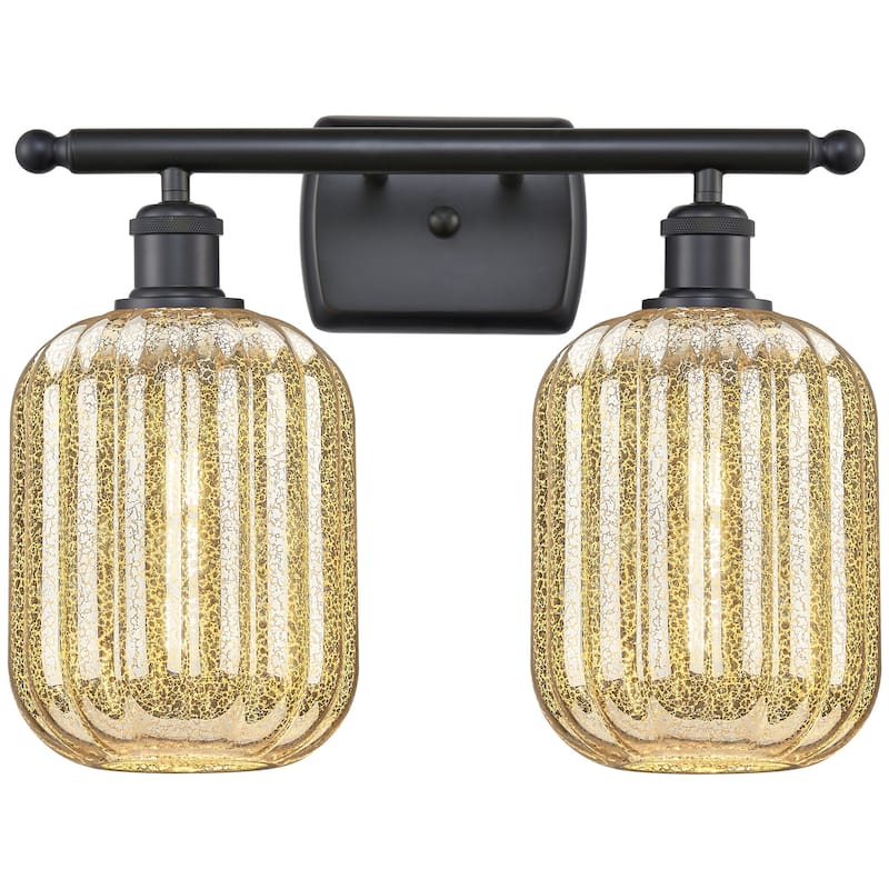 Innovations Lighting 516-2W-13-17 Preston Vanity Preston 2 Light 17" - Matte Black / Mercury