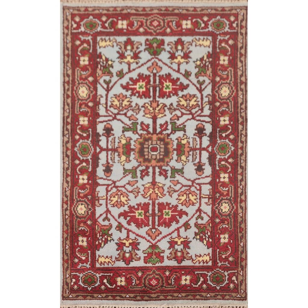 Light Blue Heriz-Serapi Accent Rug Hand-Knotted Oriental Wool Carpet - 2'11"x 4'11"