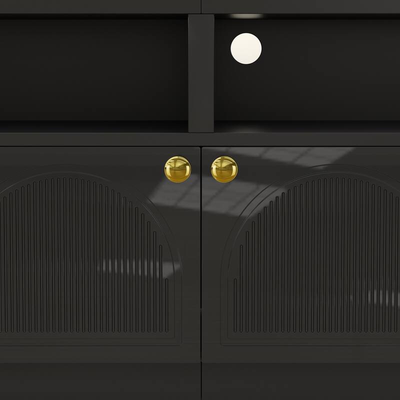 Gymojoy 86.6" LED TV Stand for 85-100 Inch TV, Modern Fluted Entertainment Center, 8 Drawers & Cabinet, Smart TV Console.