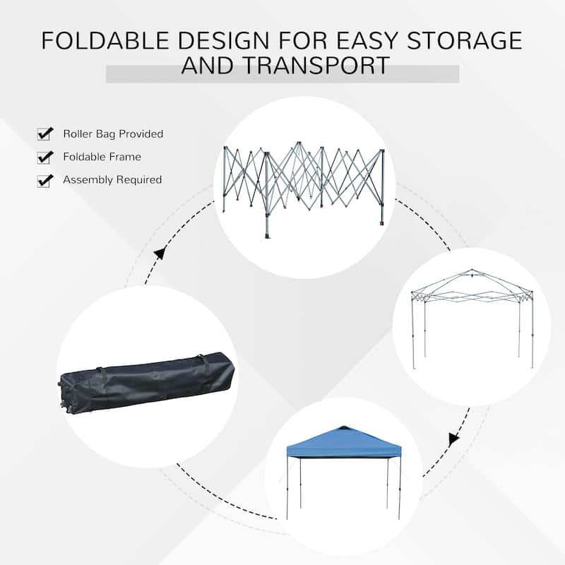 Outsunny 10' x 10' Pop Up Canopy Event Tent with 3-Level Adjustable Height, Top Vent Window Design and Easy Move Roller Bag