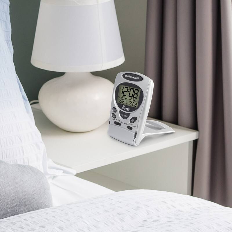 Equity 31300 Silver Travel Alarm Clock with Nap Timer & Backlight