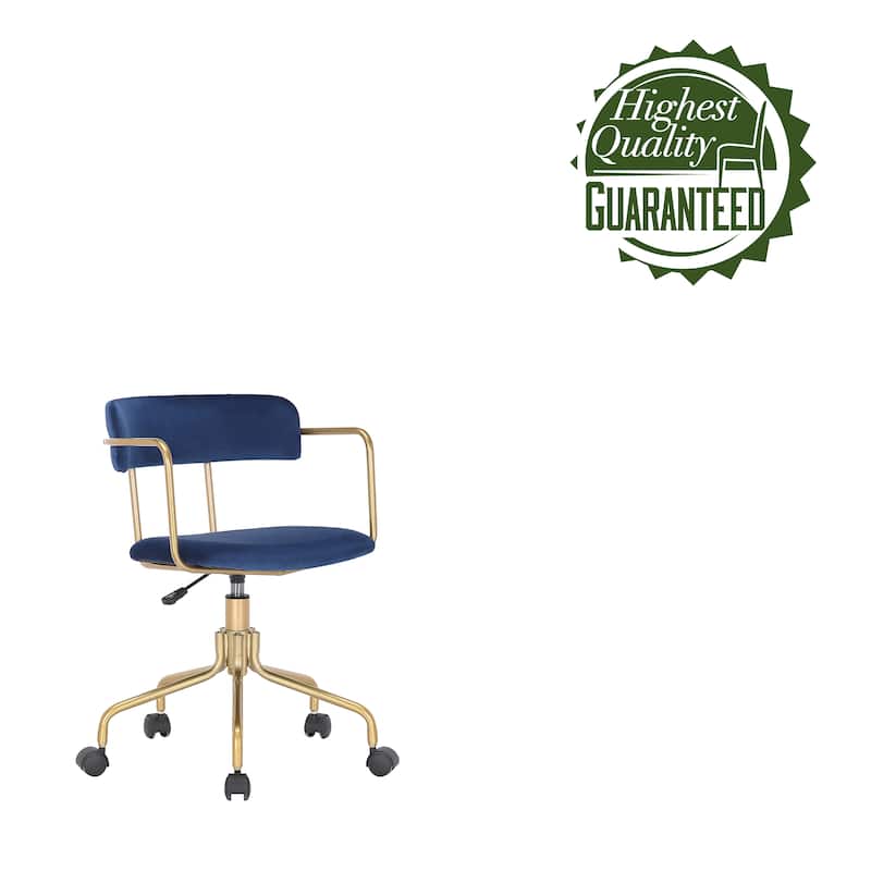 Porthos Home Fynn Office Chair, Velvet, Gold Chrome Frame and Legs