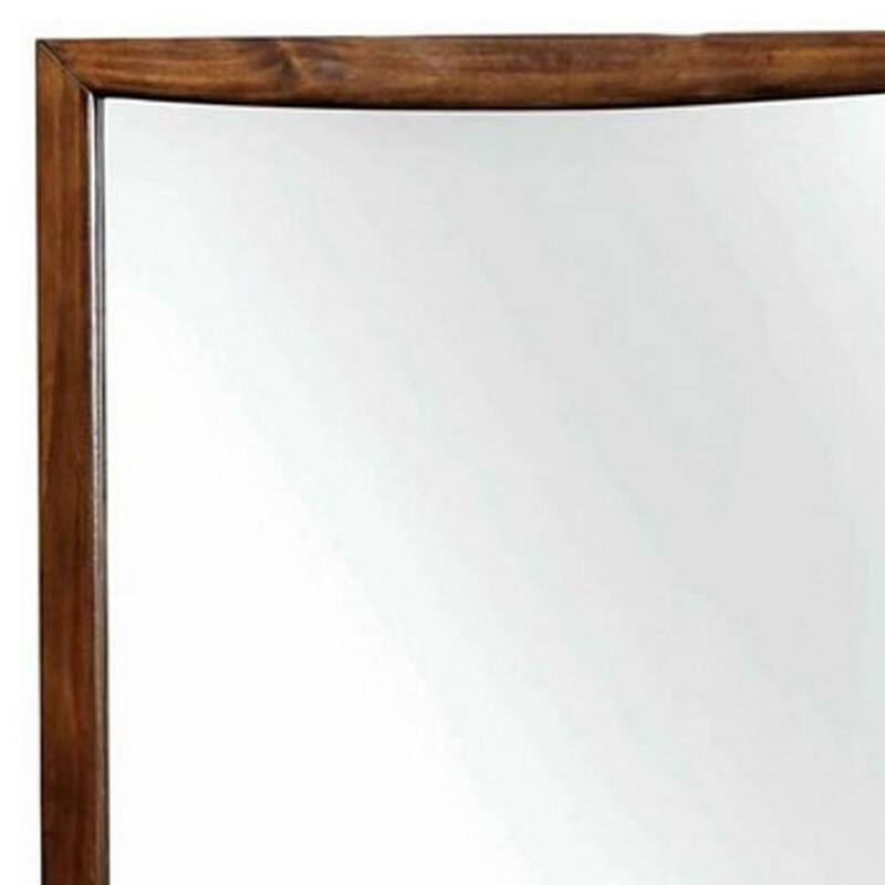 Mirror with Rectangular Wooden Frame, Cherry Brown