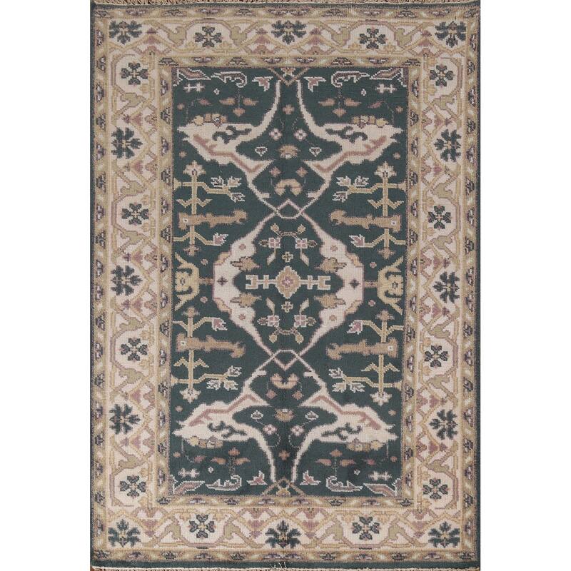 Oushak Indian Area Rug Handmade Wool Carpet - 4'2"x 6'1"