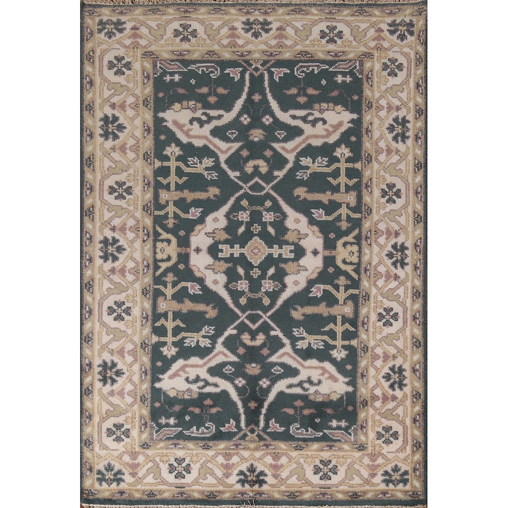 Oushak Indian Area Rug Handmade Wool Carpet - 4'2"x 6'1"
