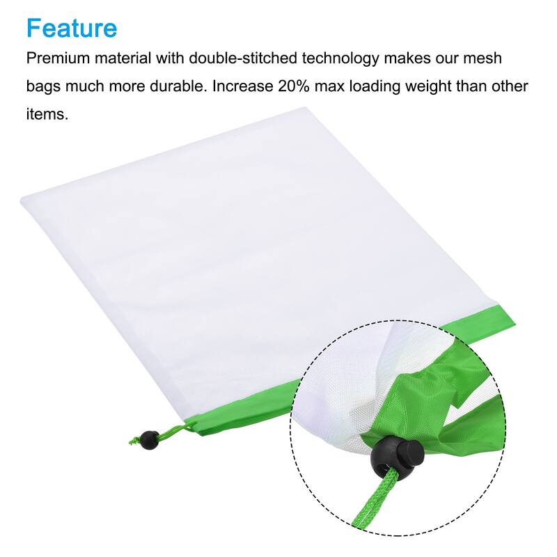 4Pcs Reusable Produce Bags, Shopping Grocery Bags Pouch Bag Blue&Green - Green