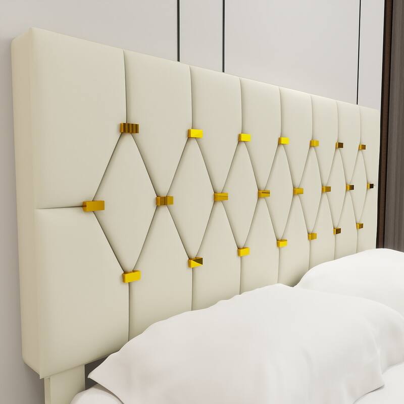 Queen Size Trundle Bed Upholstered Platform Bed Frame with Pull-Out Twin Trundle and Two Storage Drawers, No Box Spring Needed