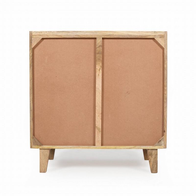 Rustic Solid Mango Wood Accent Buffet Cabinet with Fluted Door and Adjustable Shelf