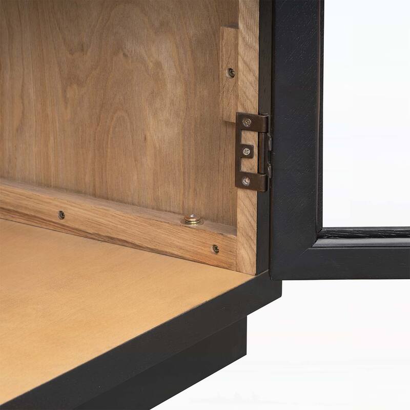4-Door Storage Cabinet with Glass Doors and Arched Design