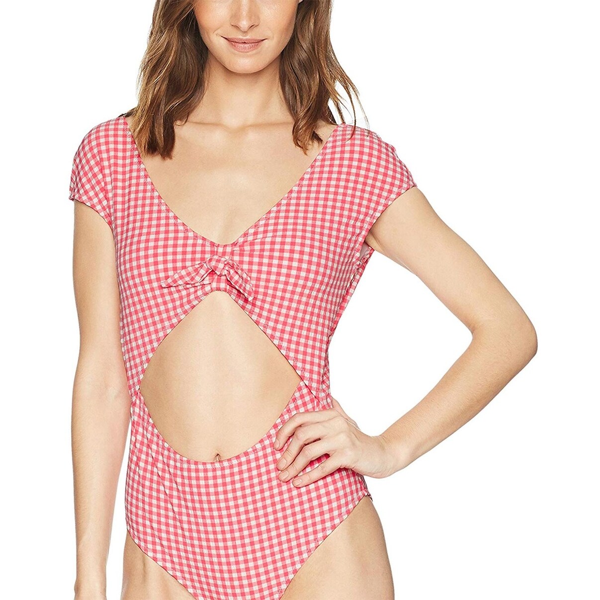 gingham print swimsuit