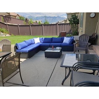 Kinbor Patio Furniture Set Outdoor Sectional Sofa All-Weather Wicker Conversation Set