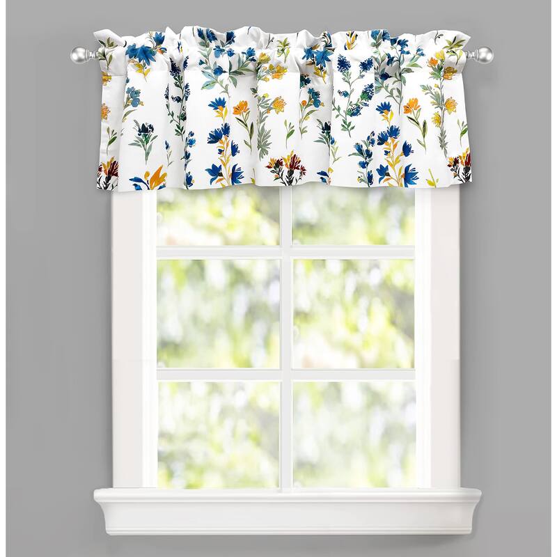 DriftAway Sylvia Floral Botanical Herbs Watercolor Printed Pattern Lined Blackout Window Curtain Valance