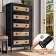 preview thumbnail 8 of 32, 5-Drawer Chest Dresser Closet PE Wicker Rattan Storage Tower Organizer
