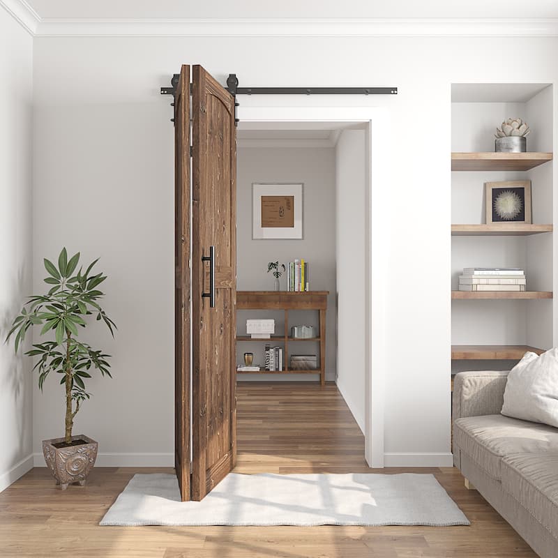 Coast Sequoia Arch Top 30in./36in./48in./60in./72in./96in. x 84in. Knotty Pine Wood Unfinished Bi-Fold Door With Hardware Kit