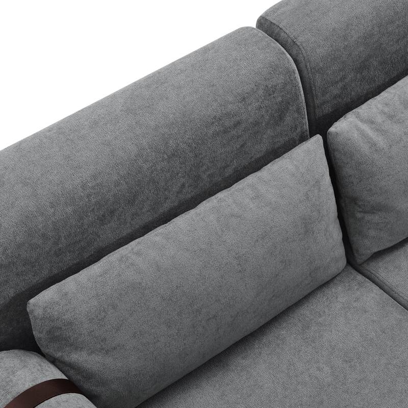 Chenille Loveseat Sofa with USB Ports & Cylindrical Armrs, High-Density Foam 2 Seater Sofa, Lounge Sofa Chair with Steel Legs