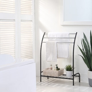 SunnyPoint Freestanding 3 Hanging Bar Towel Rack With Bottom Shelf ...