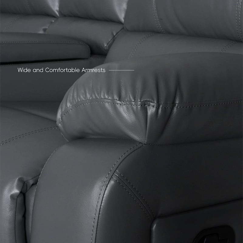 109" W Modern Contemporary Faux Leather 7 Piece Sectional Recliners