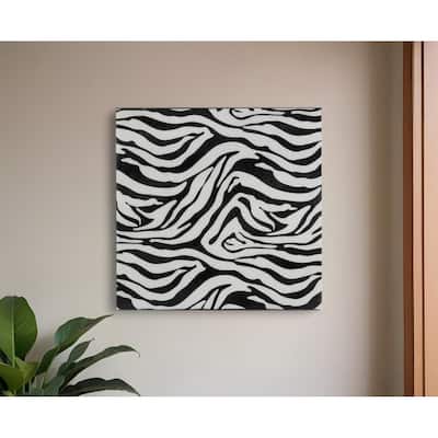 HomeRoots 12" Black And White Zebra Iron And Resin Square Hanging Wall Tile - 12 x 4 x 12